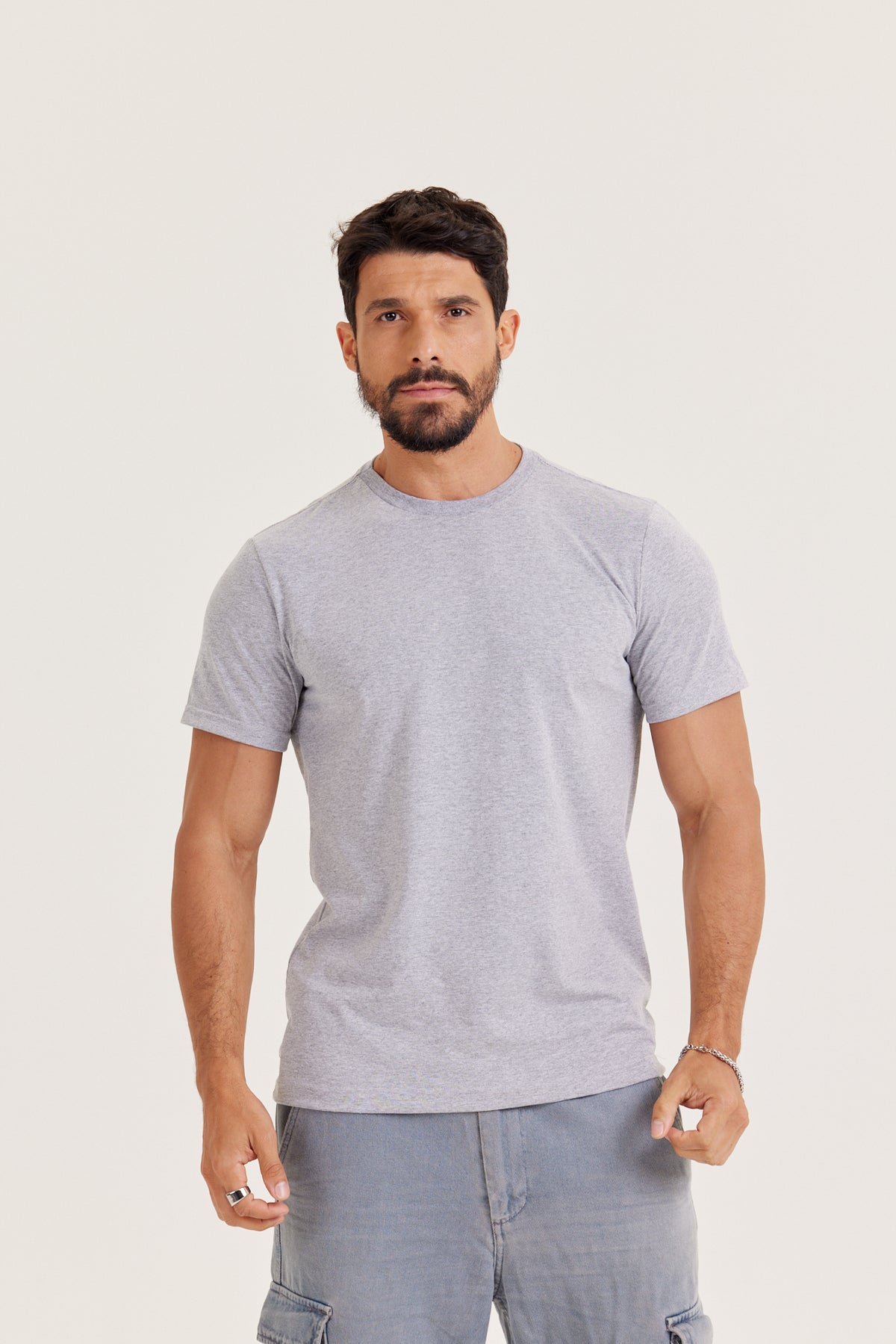 Camiseta Premium - Cinza-Mescla