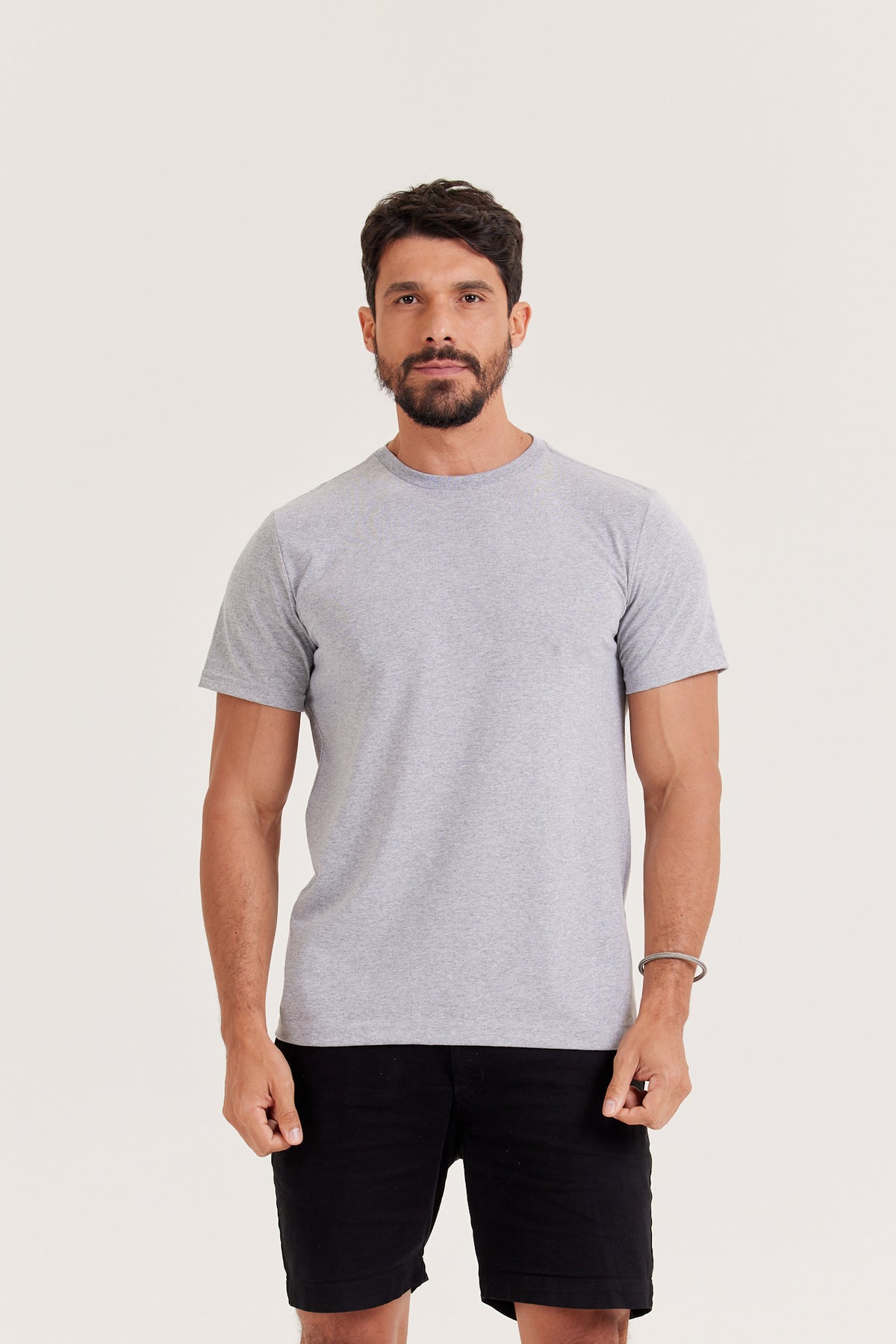 Camiseta Básica - Cinza-Mescla