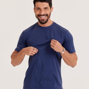 Camiseta Pima - Azul-Marinho