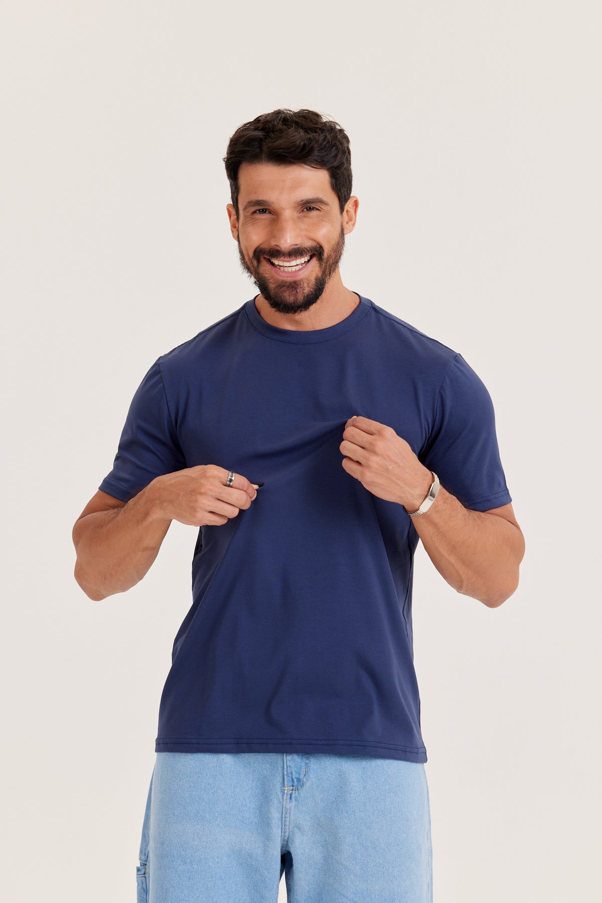 Camiseta Pima - Azul-Marinho