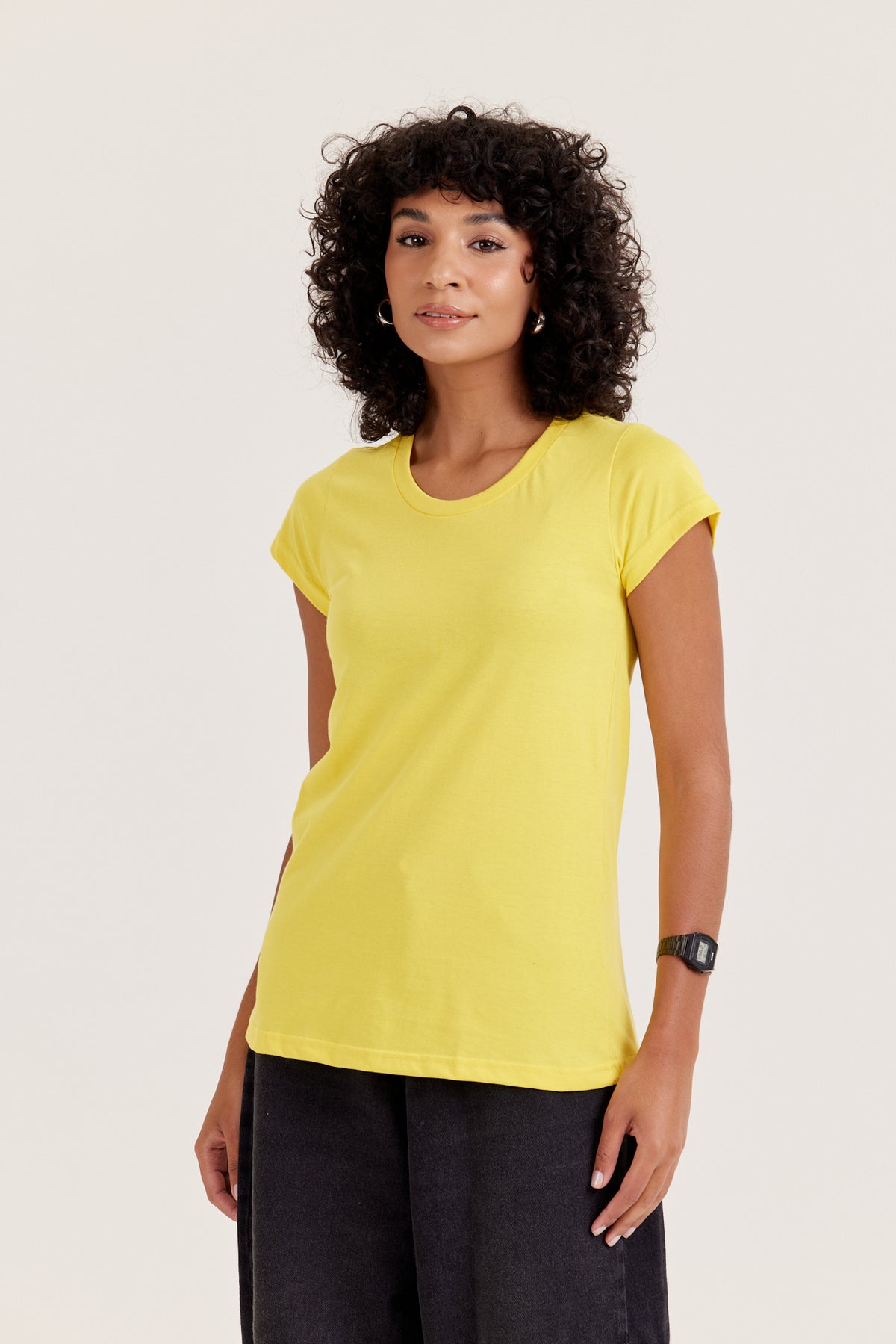 Camiseta Baby Long Premium - Amarelo-Canário
