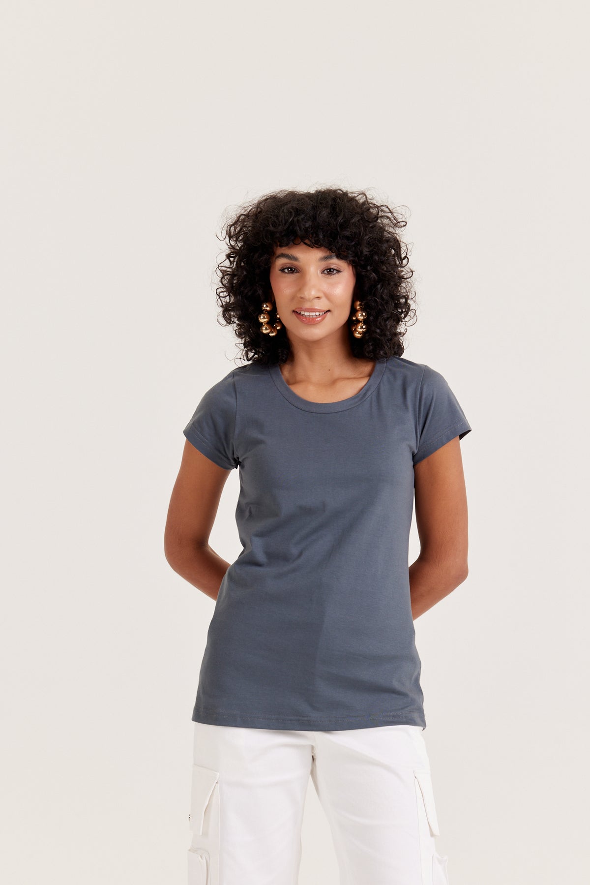 Camiseta Baby Long Premium - Cinza-Chumbo